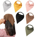 Vercret 6 Pack Hair Scarf Headband for Women Elastic Bandana Head Scarf Large Boho Triangle Kerchief with Clips Non Slip Scarves - color: E Dack Colors