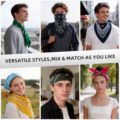 Extra Large Bandana 27” x 27”,100% Cotton bandana for Men and Women，Multi-Purpose Scarf Headbands ，Head Scarfs - color: Light Blue/Royal Blue