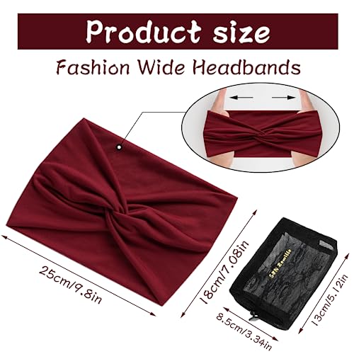 S&N Remille Wide Headbands for Women, Large Hairband, Elastic Non-Slip Headband Twist Knotted Accessories, Yoga Workout Vintage Hair 3 Pack (Colour-6) - color: Colour-6