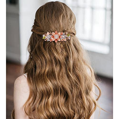 inSowni 4 Pack Glitter Sparkly Gems Crystal Rhinestones Flower Metal French Barrettes Floral Alligator Snap Hair Clips Accessories for Women Girls - color: Pink, Champagne, Blue and Purple