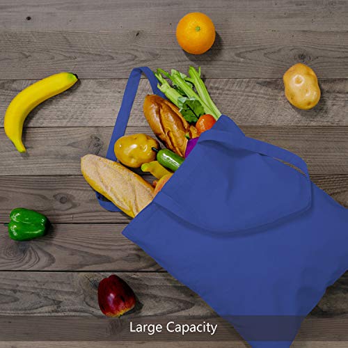 TOPDesign 5-Pack Economical 16"x15" Blue Cotton Tote Bag, Lightweight Medium Reusable Grocery Shopping Cloth Bags, Suitable for DIY, Advertising, Promotion, Gift, Activity - color: Blue, size: Medium