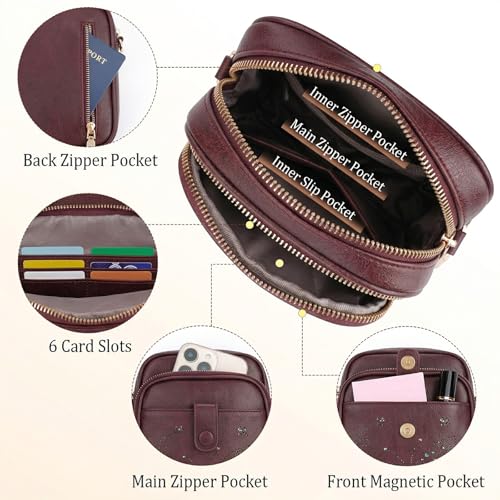 KITEVIUN Crossbody Bags for Women Leather Crossbody Purse Small Shoulder Phone Purse with Adjustable Strap & RFID Card Slots - color: 09-red