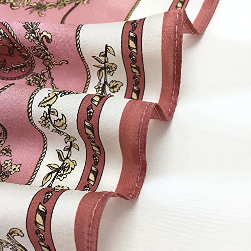 FONYVE 100% Mulberry Silk Scarfs for Women-Lightweight Square Satin Head Scarf-Small Silk Hair Scarf for Sleeping 21"x21" - color: 03 Chain Pink