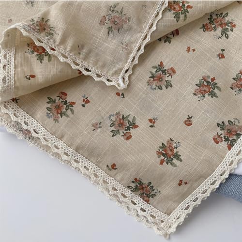 Soft Cotton Like Lace Bandana Headband, Head Wrap, Protective Coverage, Hair Neck Scarf for Women 24 x 24 inch - color: Cas032 - Bouquet B