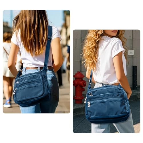 NOTAG Crossbody Bag for Women Waterproof Shoulder Bag Messenger Bag Casual Nylon Purse Handbag - color: Lightblue-l