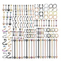 Oveta 150-151PCS Body Piercing Jewelry Lot 14G 16G 20G Stainless Steel Nose Lip Tongue Cartilage Tragus Eyebrow Industrial Barbell Belly Button Rings Piercing Kit Jewelry - style: 150pcs-Mixed Color