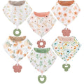 Baby Bandana Drool Bibs 6-Pack and Teething Toys 6-Pack Made with 100% Organic Cotton, Absorbent and Soft Unisex - color: Muslin Bibs Pattern - Girls