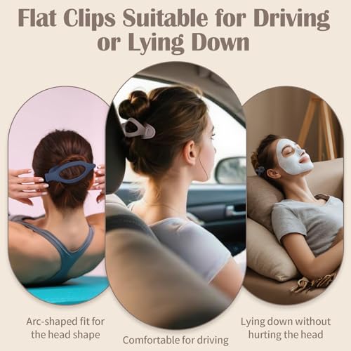 9 Pack Flat Hair Clips for Women, Matte Claw Clips for Thick & Thin Hair, Suitable for Driving (Taupe,Gray,Blue) - color: Taupe/Gray/Blue-Regular
