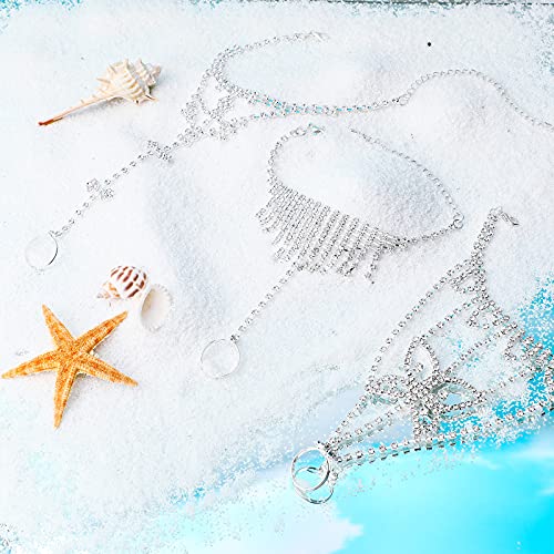Hicarer 6 Pcs Foot Jewelry Barefoot Sandals for Women Rhinestone Bohemian Foot Ankle Chains for Beach Wedding - style: Rhinestone Tassel Butterfly Pendant Style