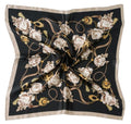 CHUNG Women's Scarf Hair Bandanas Square 27.5" Satin Wrap Fashion Pattern Scarves Emulation Silk Handbag Ribbons Necktie - color: Black Flower-30#