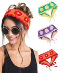 HAIMEIKANG Hippie Hair Bandanas Headbands for Women Boho Headband Knit Hair Bands Floral Head Wrap for Girls(red+green+purple) - color: red+green+purple