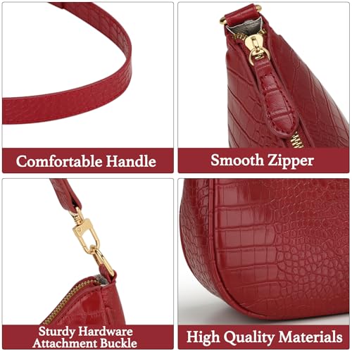 KKXIU Shoulder Bag for Women Cute Hobo Purses and Handbags Retro Clutch Underarm Purse | Cute - color: Ered