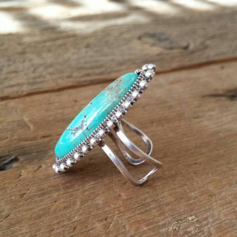 Turquoise Western Rings for Women Adjustable Country Rings Vintage Turquoise Open Ring Western Country Jewelry Gifts - style: Style4