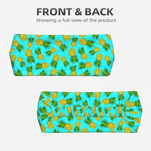 Tropical Pineapple Print Headband - Elastic Turquoise Hair Band for Women, Cute Fruit Pattern Headwrap for Workout, Yoga, Daily Wear - color: 21