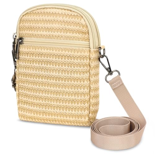 RFID Crossbody Bags For Women Travel, Small Cell Phone Purse - color: Natural Straw/Pp Straw