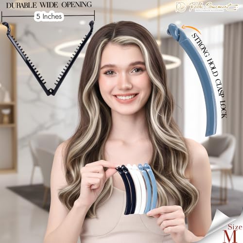 RC ROCHE 6 Pcs Banana Hair Clip Thin Hair Fine Ponytail Maker No Slip Small Claw for Women Secure Grip Jaw Clamp Cute Strong, Medium Coastal Serenity Trio - color: (Medium) Coastal Serenity