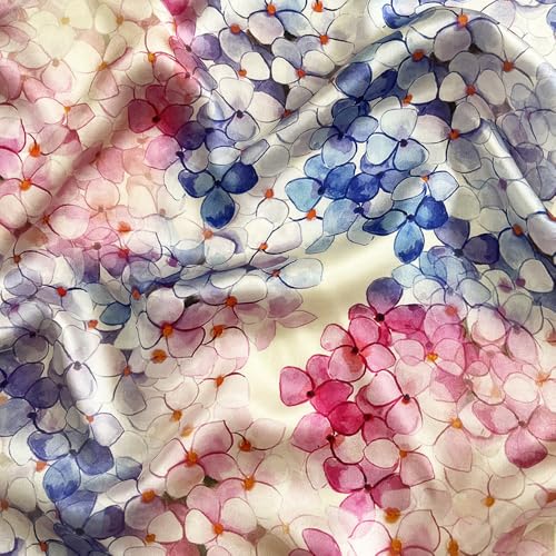 FONYVE 100% Mulberry Silk Scarfs for Women-Lightweight Square Satin Head Scarf-Small Silk Hair Scarf for Sleeping 21"x21" - color: 19 Pink & Purple Flower