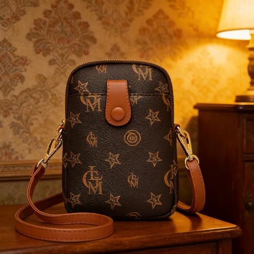 myfriday Vintage Crossbody Phone Bag for Women, Small PU Leather Shoulder Purse and Handbag - color: B-star Brown