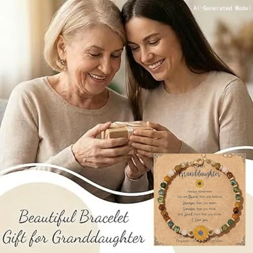 Sunflower Gifts for Women, Gifts for Women Bracelet, Symbol of Positivity Strength and Love, Inspirational Sunshine Jewelry, Birthday Christmas Thank You Gift, Friends Daughter Coworkers - style: Granddaughter