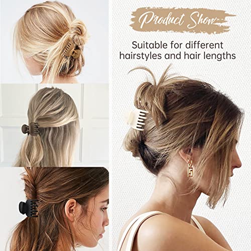 DEEKA Hair Clips Small Claw Clips 8 Pack Double Row Teeth Clips for Thin Hair 1.6" Matte Hair Accessories for Women and Girls - color: Matte Neutral Colors, size: 8 Count (Pack of 1)