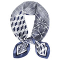 Relang Fashion Silk Satin Head Scarf for Women Hair Bandana Hair Scarf Wrap Neck Scarf for Women 27.5×27.5 inches - color: Blue Geometric Squares