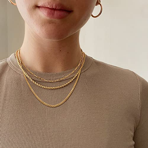 CHESKY Layered Necklaces for Women, 14K Gold Plated Chain Necklace Women Trendy Cuban Link Paperclip Chain Toggle Clasp Necklace Fashion Chunky Jewelry for Women - style: Paperclip/Rope/Cuban-GD