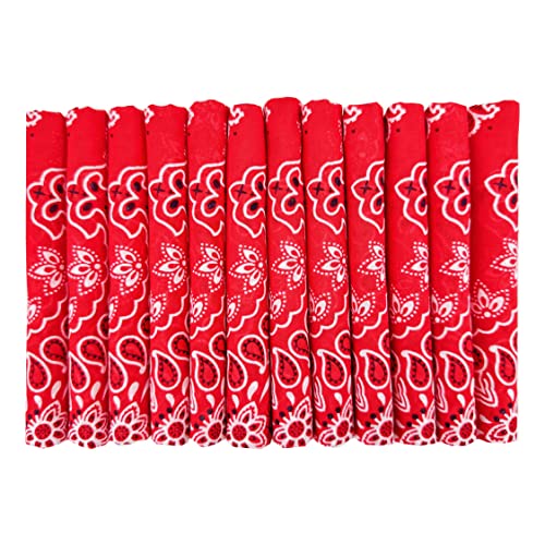 Bandanas Gift Set 12 Pack Soft Thin Handfeel Cotton Bandanna Scarf for men - color: Red