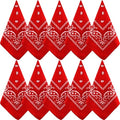 NACHLYNN 10/20pcs Paisley Bandanas Assorted Bandanas Cowboy Polyester Headbands Square Scarf Headwear - color: Red