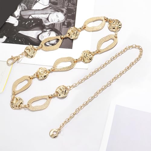 Suyi Chain Belt for Women Chunky Waist Chain for Ladies Dresses - size: Length 53"(37"+extended chain 16"), style: Gold 1