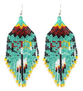 Long Beaded Dangle Earrings – Boho Native Handmade Seed Bead Tassel Bohemian Large Statement Drop Fringes for Women - color: Pattern7