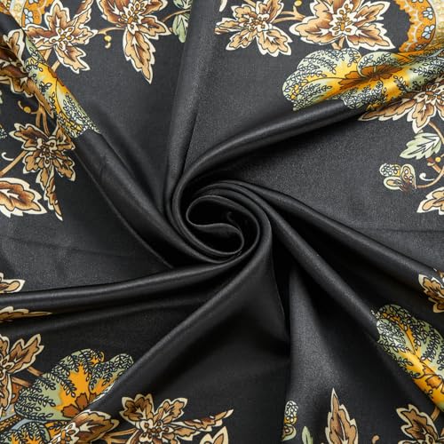 QIUTIMIY 35"x35" Like Silk Head Scarf for Women Satin Feel Large Square Scarf for Hair Wrapping and Sleeping Fashion Bandana - color: (90cm)square Scarf 19