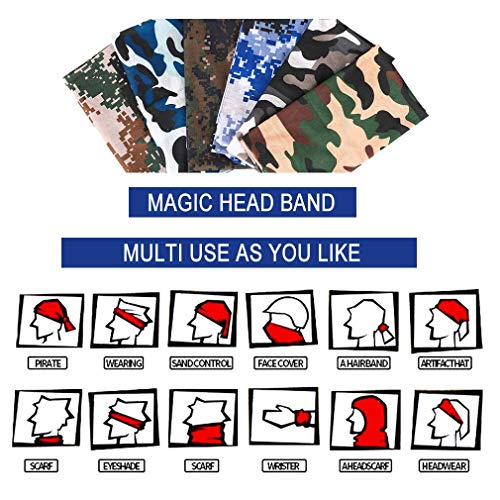 6-Pack Balaclava Face Mask for Men & Women - UV Protection Neck Gaiter, Multi-Use Cycling Mask & Breathable Headband - color: Mixed Color