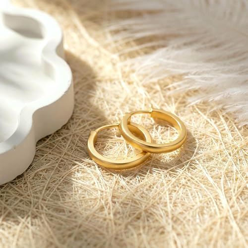 Gold Hoop Earrings 14K Gold Earrings for Women Gold Hoop Earrings for Womens Hoops Pure Minimal Style for Light and Delicate Hoops Earring for Womens 20/25/30/40mm - size: 20mm