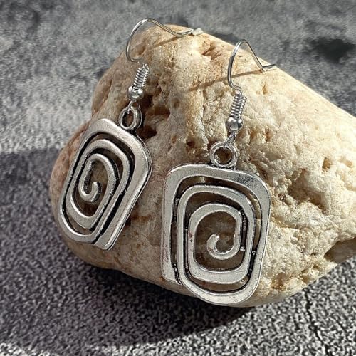 Boho Teardrop Earrings, Handmade Copper Bohemian Earrings, Dangle Antique Ethnic Jewelry for Women - color: Silver Set