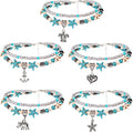Suyi 5pcs Ankle Bracelets for Women Layered Beach Adjustable Anklets Boho Chain Anklet Foot Jewelry - color: 5pcs Set 4