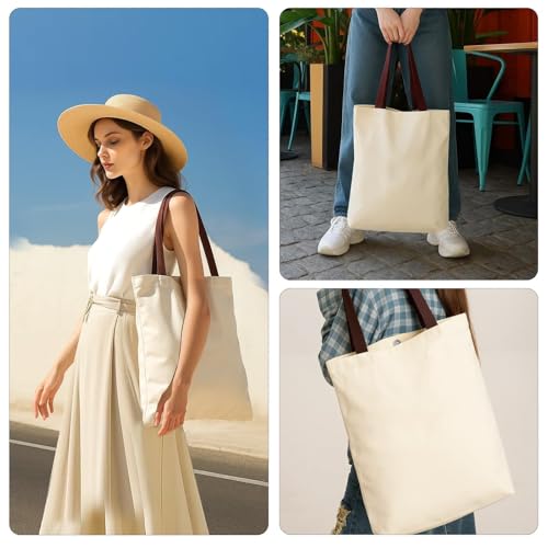 1 Pack Available Premium Canvas Reusable Tote Gift Bags,Made of Natural Canvas with Handle,Work,DIY,Shopping(Brown) - color: A2-brown 1 Pack