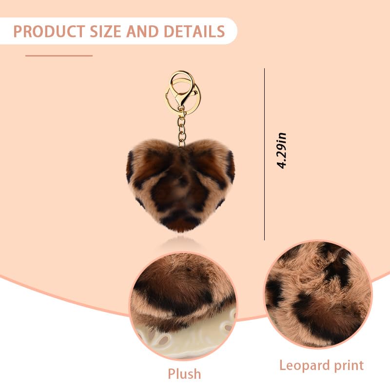Leopard Faux Fur Keychain for Purse Charms for Handbags Leopard Plush Key Chain for Car Keys - color: Color 9