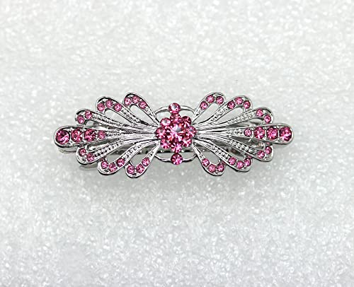 Faship Pink Small Mini Floral Hair Barrette Clip - color: Pink