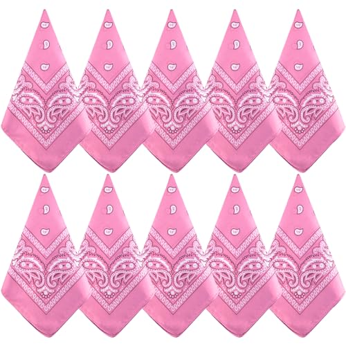 NACHLYNN 10/20pcs Paisley Bandanas Assorted Bandanas Cowboy Polyester Headbands Square Scarf Headwear - color: Pink