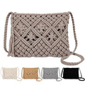 Peicees Crossbody Bag Purse For Women Bohemian Shoulder Bag Woven Crochet Purse For Summer Beach Travel Clutch Handbag - color: Grey