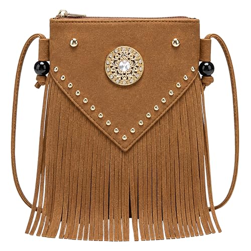 Hoce Women’s Leather Fringe Messenger Bag Large Hobo Crossbody Tassel Shoulder Bags, Gift for Mom Wife Girlfriend - color: C1-brown