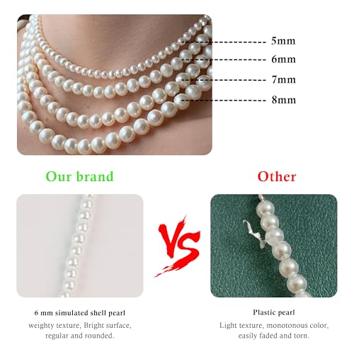 Trinckle Pearl Necklaces for Women, Gold Pearl Choker Single Pendant Necklace Layered Daisy Jewelry for Prom Birthday Gifts, Prom Wedding Strands for Bride Bridesmaids as Beach Summer Accessories - style: White necklace