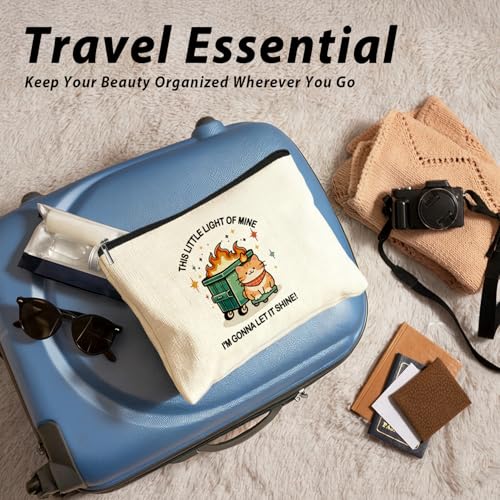 Funny Dumpster Orange Tabby Cat Dumpster Fire Gifts Makeup Bag, Funny Dumpster Bag,Dumpster Fire Cosmetic Bags for Women, Inspirational Positive Encouragement Gift for Women Zipper Pouch - color: 01-dumpster fire(02)-Cat