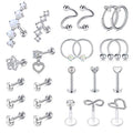 Mayhoop 16g Cartilage Earrings - Men Women Surgical Stainless Steel Tragus Piercing Jewelry Stud Hoop Forward Helix Rook Daith Conch Earrings - style: Silver
