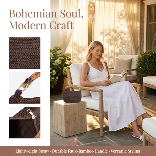 GOKTOW Straw Clutch Purses for Women Small Summer Handbag Woven Beach Hobo Tote Bags Vacation Crossbody Bag 2026 - color: Coffee