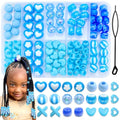 NAISKA 100PCS Blue Hair Beads Sets Heart Braids Beads 10 Styles Loc Bead Flower Round Pony Bead Loc Dreadlock Braids Accessories for Kids Girls - color: Blue