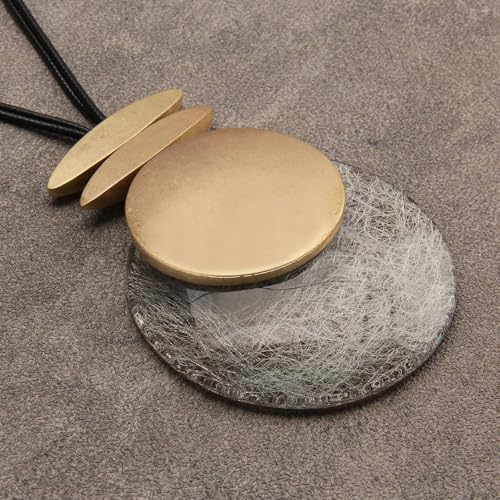 Boho Necklaces for Women Chunky Circle Necklace Layered Boho Circle Leather Choker Necklace Long Vintage Necklaces Bohemian Jewlery Gifts - style: Chunky Boho Necklace