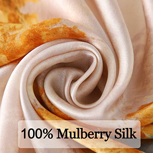 Ciormis 100% Mulberry Silk Scarf-Women's 21''/27''Square Silk Hair Head Scarf Neckerchief with Gift Packaged - color: 21''x 21''-style 09-oil Painting