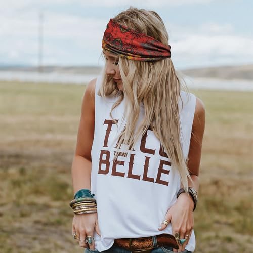 FULZTEY Boho Headbands for Women Fashion Wide Head Bands Floral Print Headwrap Large African Knot Turban Elastic Non Slip Workout Yoga Sweat Hairband Soft Cotton Bandanas for Hair Accessories 4Pcs - color: Style 116