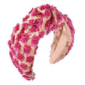 ZITULRY Raffia Knotted Headbands for Women Boho Straw Wide Top Knot Hairband Statement Rattan Woven Pom Pom Hair Hoop Summer Beach Holiday Party Hair Accessories for Girls Ladies Gifts - color: Raffia Hairband Rose Red